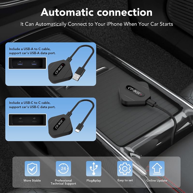 CarPlay Adapter USB-C/USB-A ワイヤレス アダプター Amazon.com: Wireless CarPlay Adapter, 2024 Upgrade CarPlay