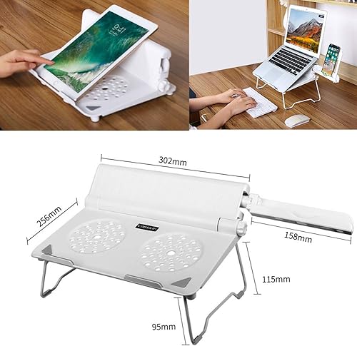 Miniatura 10 de COOSKIN Escritorio ligero y ventilado para portátil con soporte ajustable para teléfono, plegable y portátil, compatible con base de cuaderno de 13