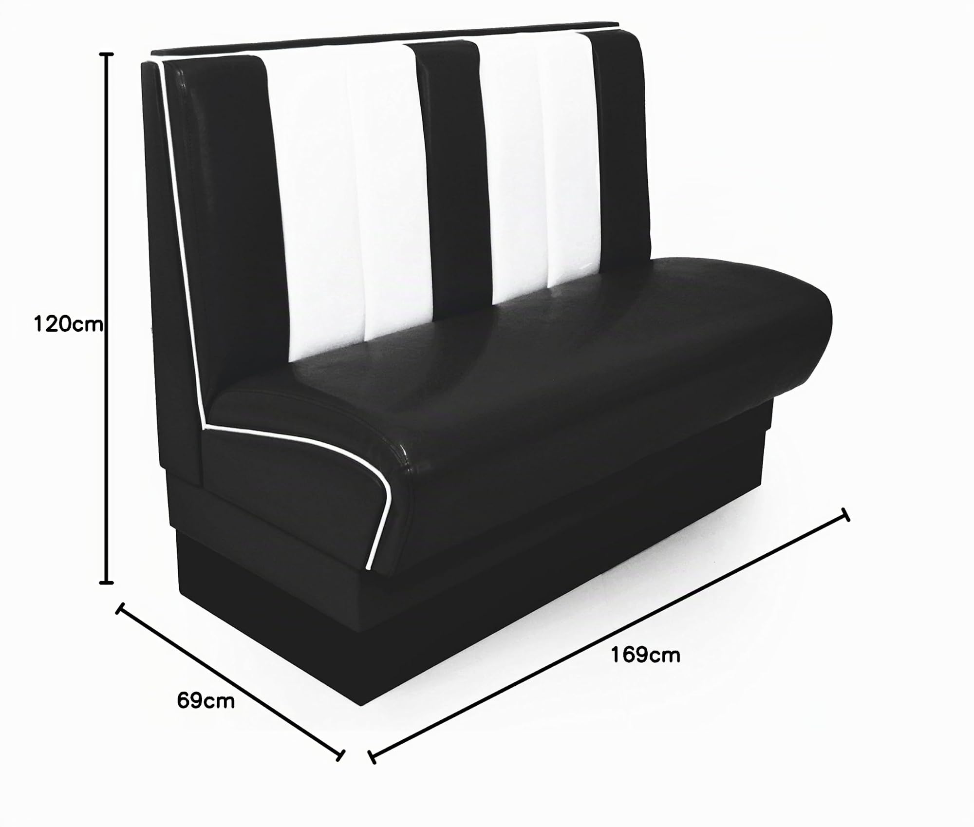 American Diner Set schwarz Viber 2X Sitzbank 120cm + Diner Tisch