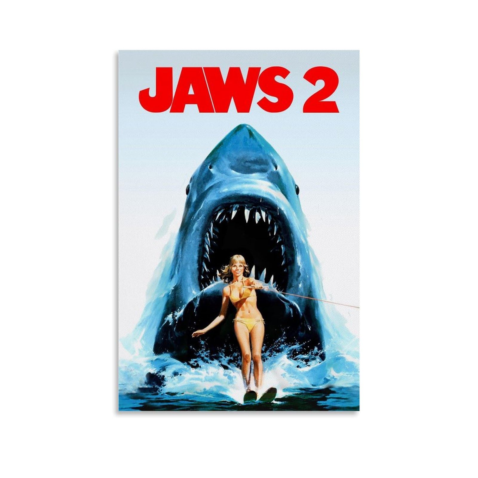 BAZASZS Jaws Retro Thriller Movie Art Poster Canvas Poster Wall Art Decor Living Room Bedroom Decoration Posters 12x18inch(30x45cm) Unframe-style