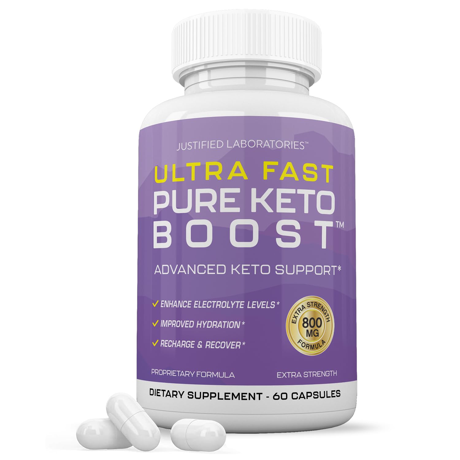 Justified Laboratories Ultra Fast Pure Keto Boost Pills 1275MG New & Improved Formula Contains Apple Cider Vinegar Extra Virgin Olive Oil Powder Green Tea Leaf 60 Capsules