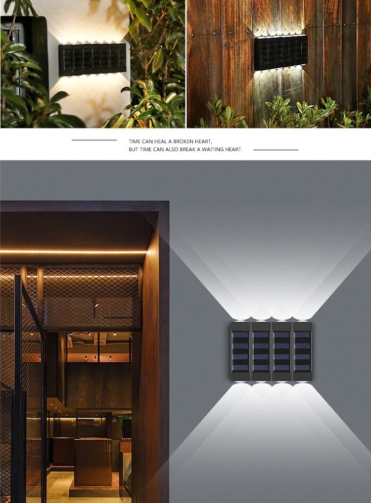 Lámparas de pared para exteriores retro Paquete de 1/4 luces solares for vallas al aire libre IP65 impermeable LED luces de pared solares aplique de pared exterior porche lámpara de pared for patio tr