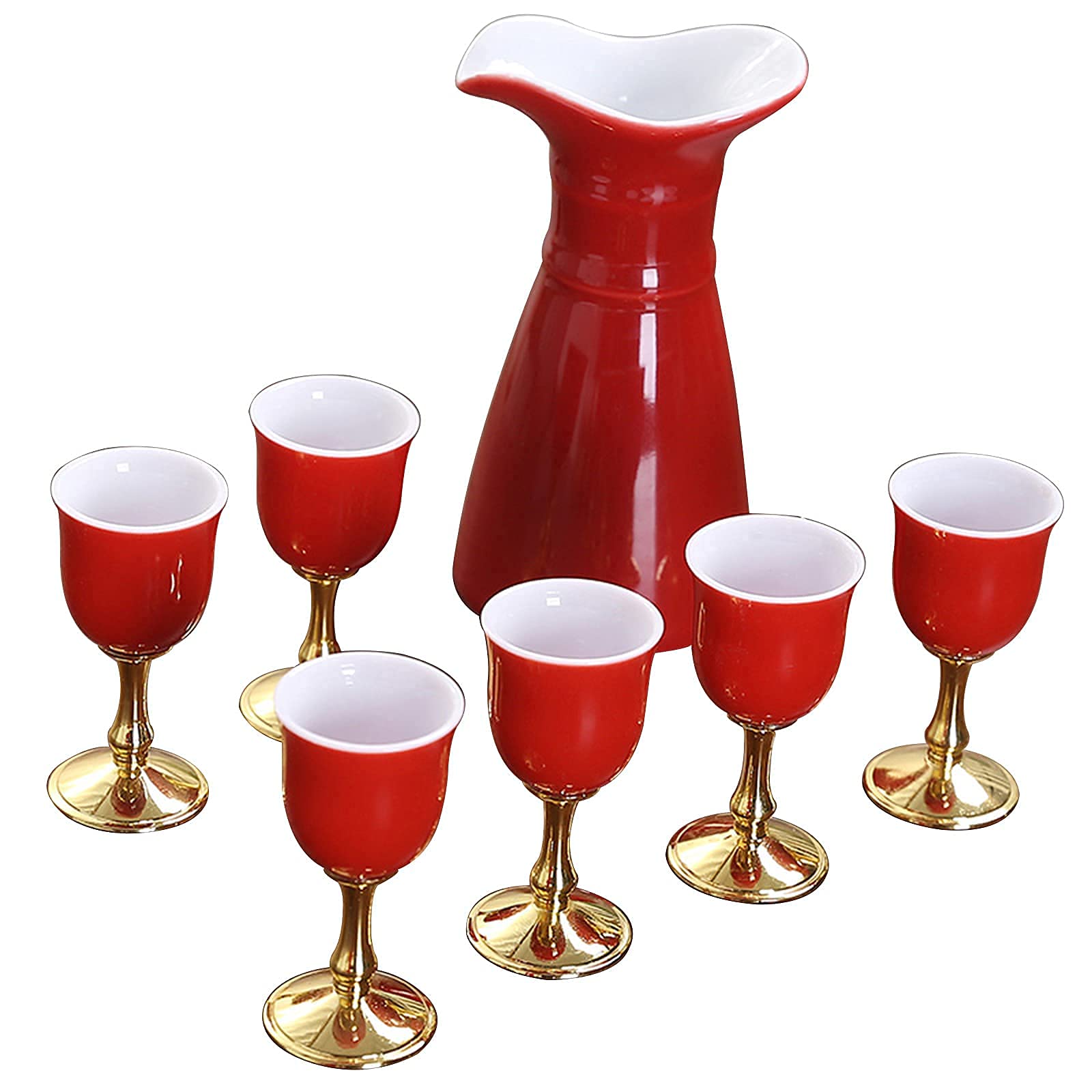 Juego de sake de diseño moderno japonés, olla para sake, taza de sake moderna utilizada para fiestas en casa y grandes regalos, tazas de sake + olla para sake + embalaje de caja de regalo, blanc