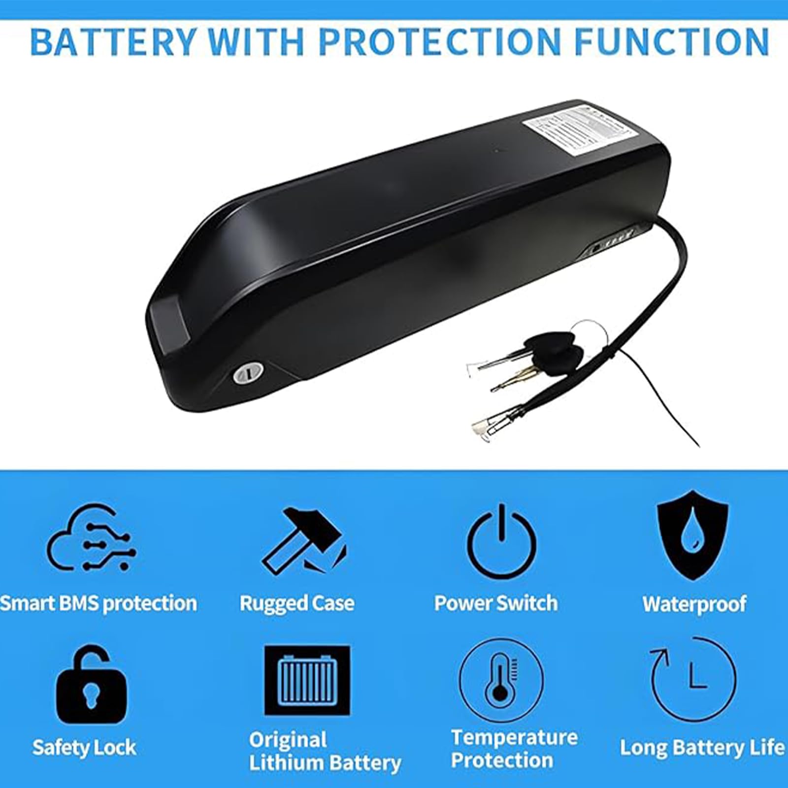 (US Warehouse) 48V 52V Electric Bike Battery 13Ah 17.5Ah 20Ah 23Ah 25Ah Removable Large Capacity Lithium Battery for 500W 750W 1000W 1500W Adult Electric Bike Conversion Kit Snow Fat Tire Bike Motor