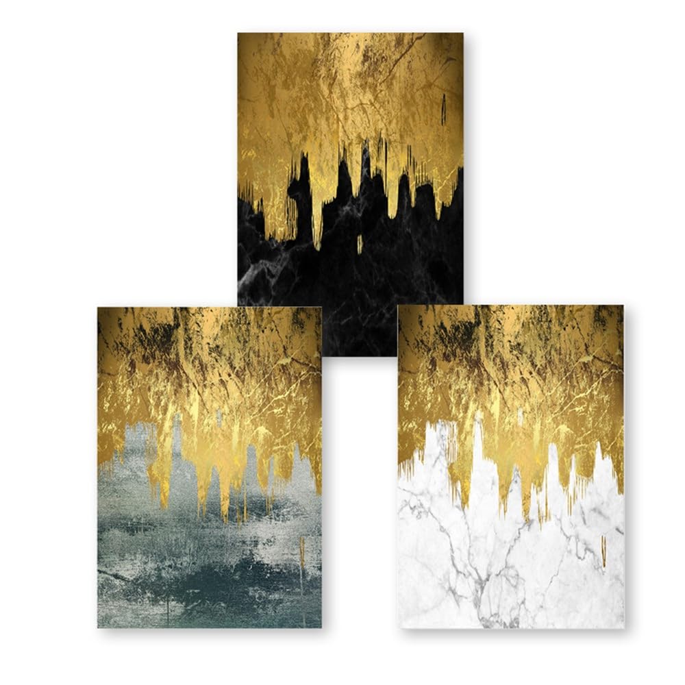 SOBMQ Poster-Modern Abstract Gold Marble Colorful Canvas Paintings Poster and Print Wall Art Pictures for Living Room Bedroom Office Home Decoration-50 * 70cm-3PCS (No Frame)
