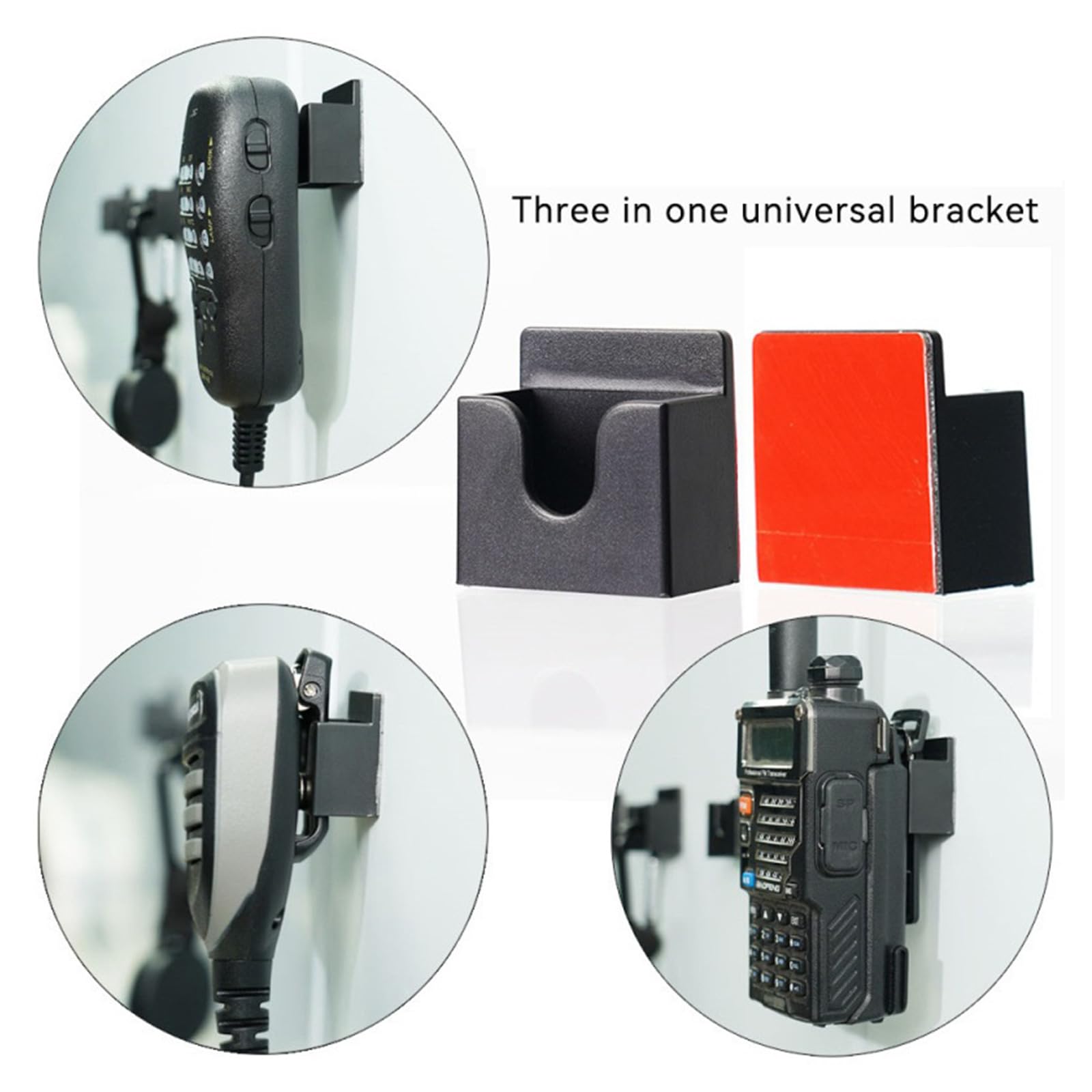 Universeller 3-in-1-Clip, praktische und vielseitige Wandhalterung, ABS-Halterung mit selbstklebender Rückseite, einfache Installation, Walkie-Talkies, hält 3-in-1-Clip