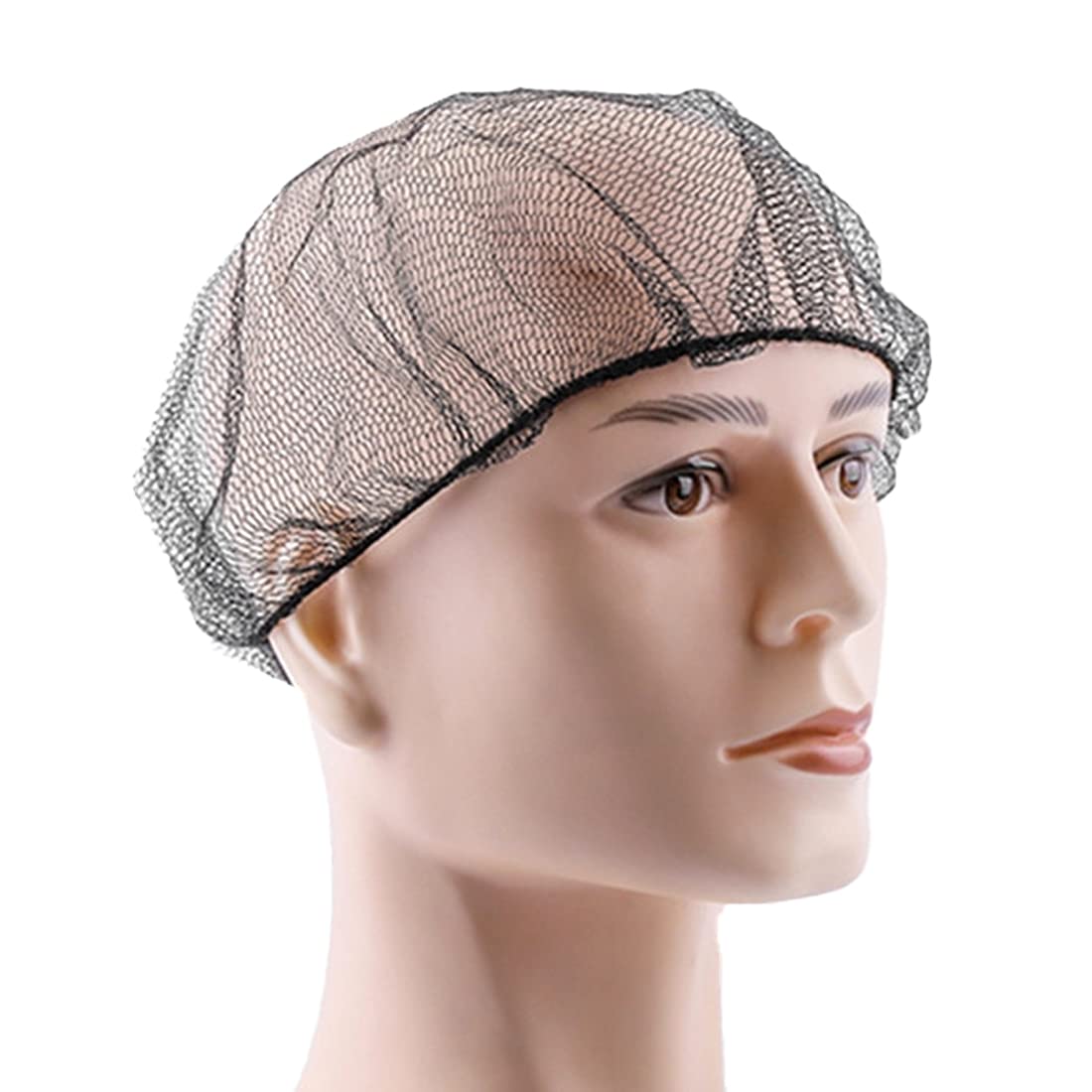 Polly Online Black 20Pcs Disposable Hairnets With Elastic Edge Mesh Stretchable Hairnet Caps
