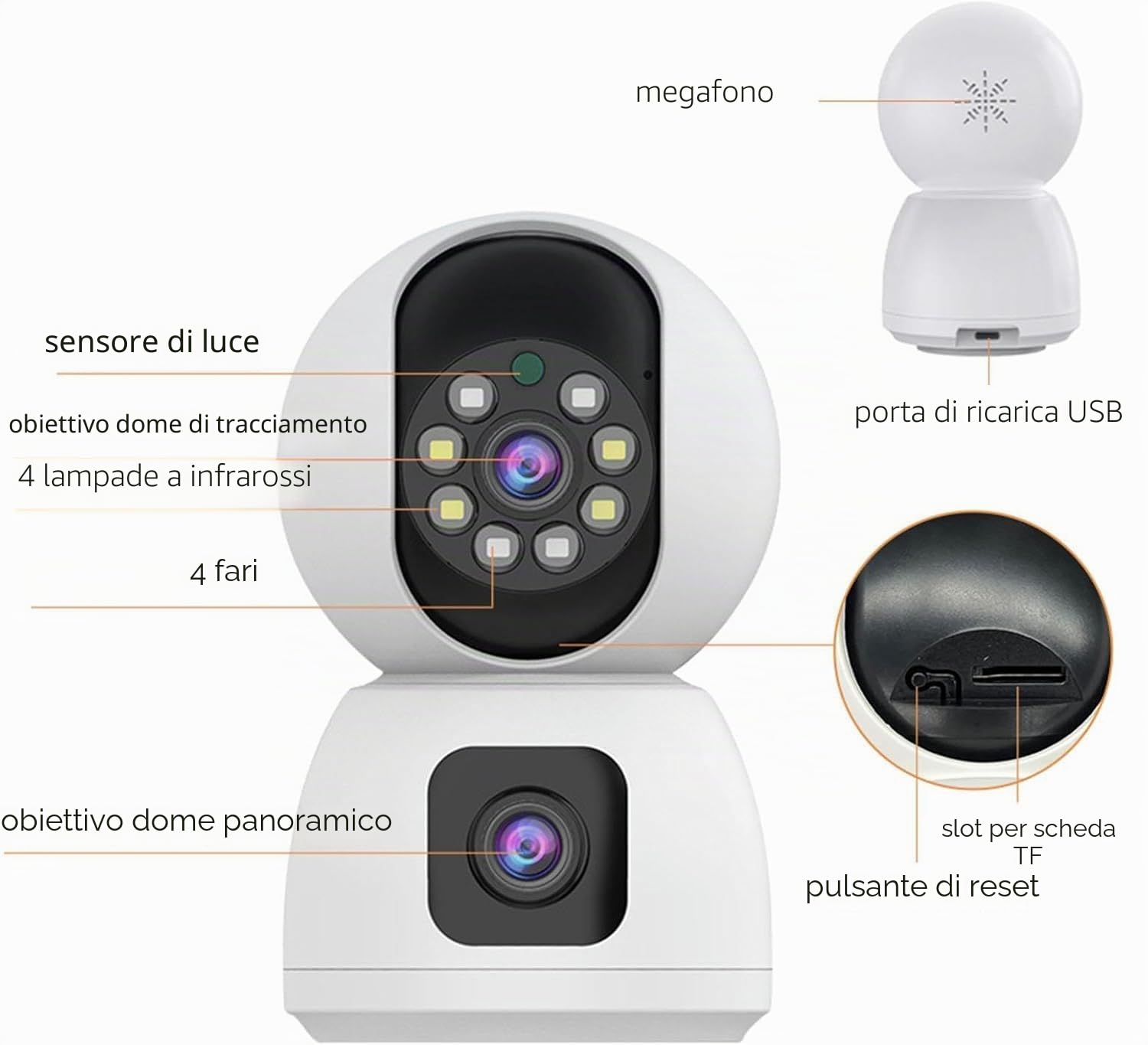 Camera Wifi PTZ CW910 Doppia Lente