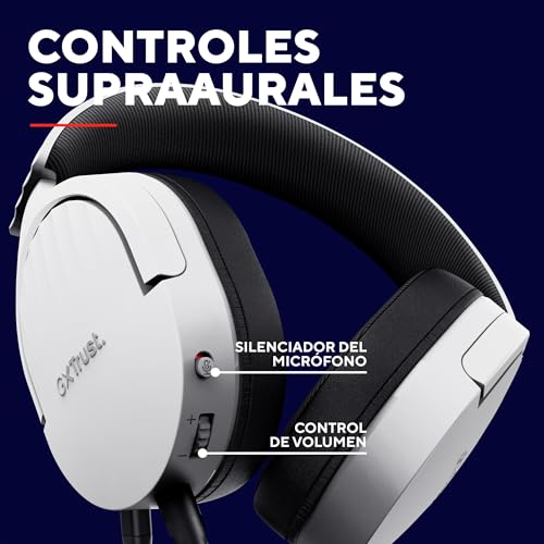 Cascos gaming over-ear GXTrust Fayzo blancos con cable jack de 3.5 mm para PC y consolas 5