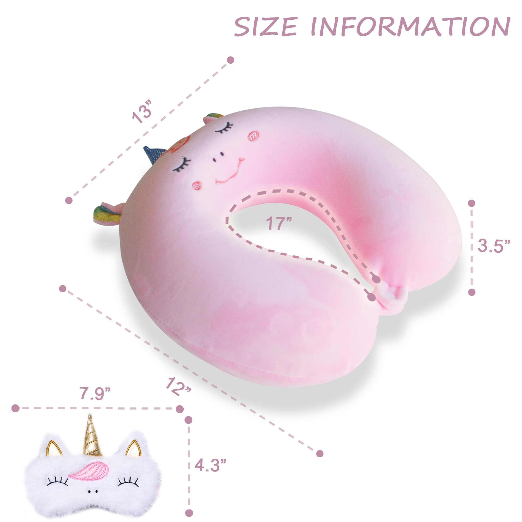 Sexysamba Appuie-tête et coussin de nuque pour enfants, garçons et filles, adolescents, accessoires de voyage pour avion, voiture, inclinable, joli oreiller de voyage en mousse à mémoire de forme avec