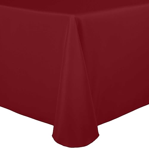 ULTIMATE TEXTILE Mantel ovalado de lino de poliéster de 60 x 120 pulgadas, color rojo festivo
