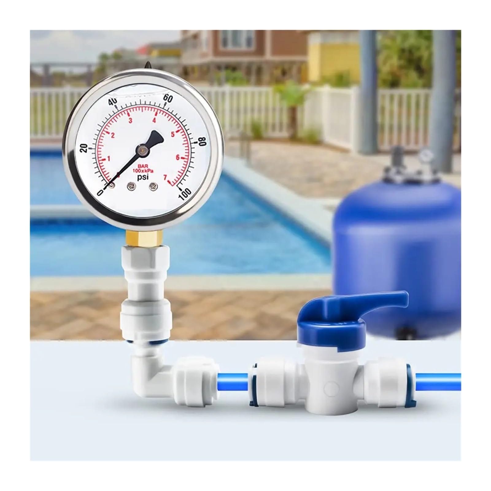 Manómetro, Manómetro 0-100Psi 1/4"NPT Manómetro de presión de agua para gas aire hidráulico con aceite | G1-4,0-200psi