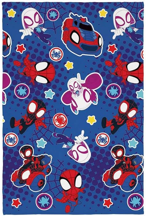 Marvel Spidey and His Amazing Friends Fleece Blanket Throw – 100 x 150cm – Super Soft Blue Kids Blanket – Spiderman, Ghost-Spider & Miles Morales – Boys Girls Bedding – Official Marvel Gift