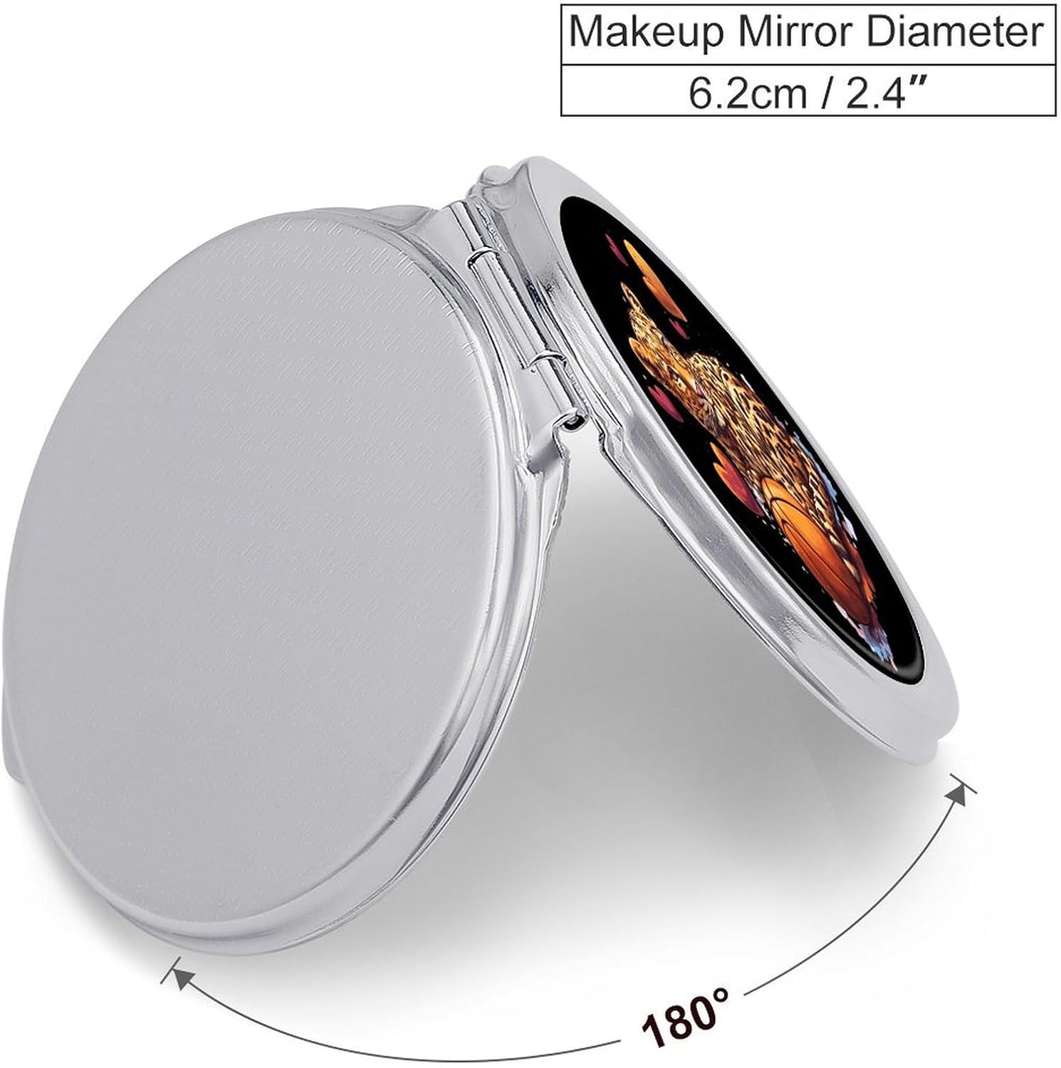Funny Leopard Basketball Compact Makeup Mirror Mini Foldable Cosmetic Mirror Portable Travel Mirror for Purse Pocket