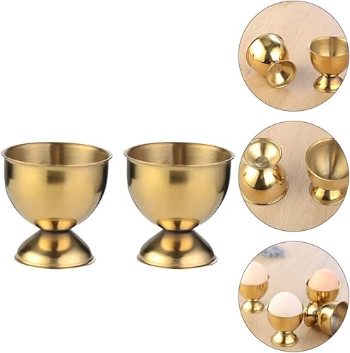 Miniatura 3 de Cabilock Bandeja de huevos de acero inoxidable para huevos hervidos, soporte para tazas de huevo, apto para lavavajillas, 6 uds