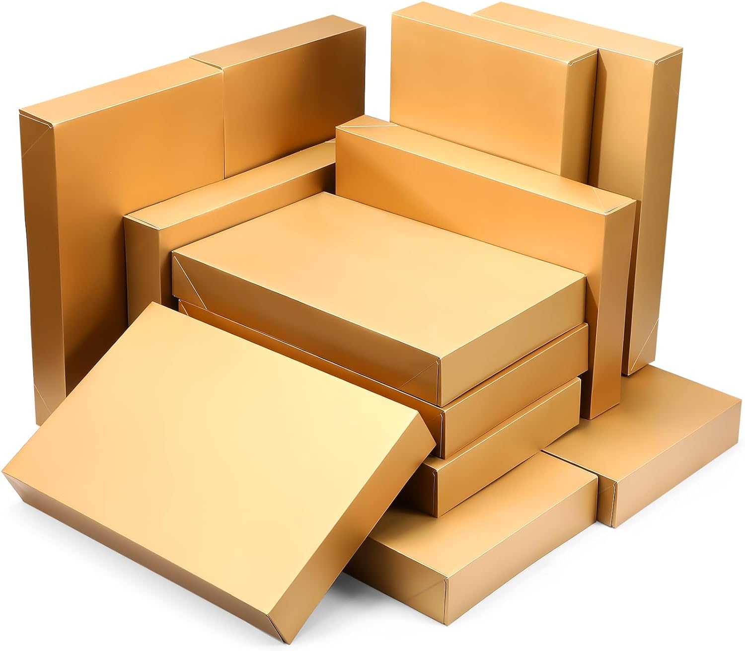 Lot de 100 boîtes cadeaux de Noël avec couvercle en vrac, 43,2 x 27,9 x 6,3 cm, boîte cadeau de Noël, emballage cadeau, vacances, anniversaire (doré)