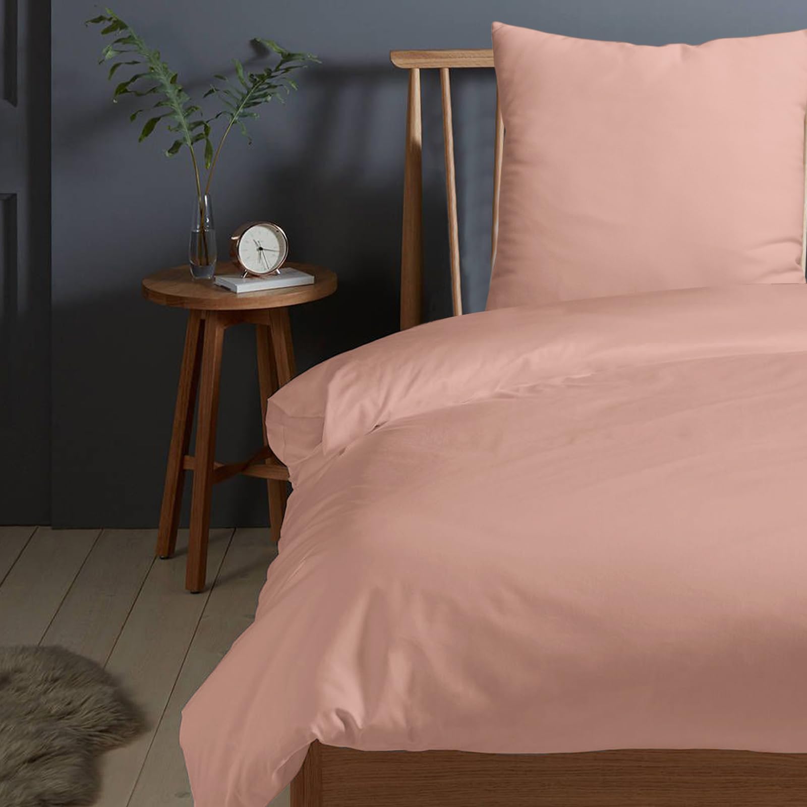 Pizuna 400 Fadenzahl aus Baumwolle Bettwäsche Misty Rose,100% Langstaple Baumwolle Bettbezug und Kissenbezug, 100% Baumwolle Mako Satin 2-Teilig Bettwäscheset 135x200 + 80x80 Misty Rose Mako Satin