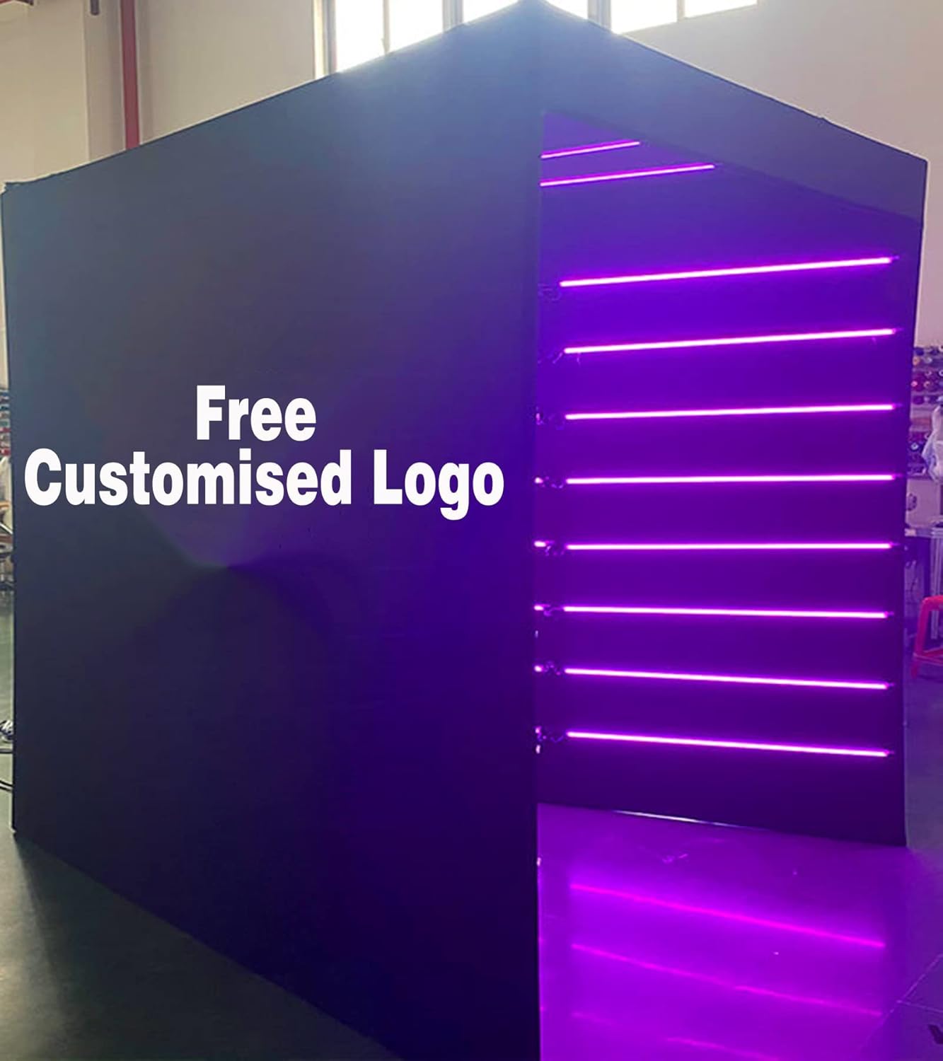 360 Photo Booth Backdrop Background Tents, Customized Logo, 23Pcs RGB LED Light, 7.5ft*7.5ft, Portable 360 Photobooth Enclosure for Parties Wedding Event