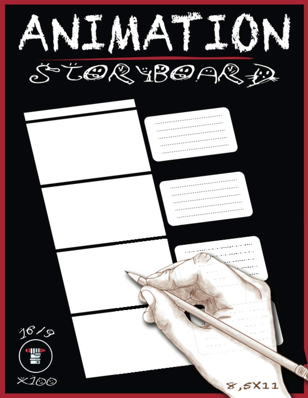 Storyboarding for Animation: Storyboard Art Book Template 16/9 Panel - 8.5 x 11 inches Layouts - 100 Pages US Letter (Storyboard Templates)