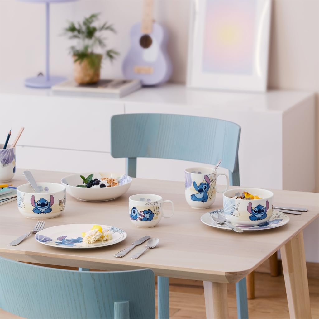 Villeroy & Boch - Disney Stitch Kinderbecher groß mit Henkel 6er Set, 280 ml, Spülmaschinenfest, Mikrowellensicher, Tasse für Kinder, Becher, Premium Porzellan