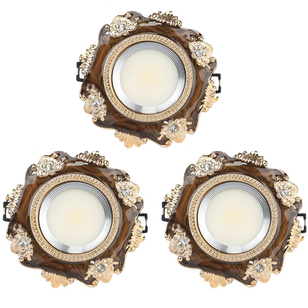 3 Paquetes, Downlight Empotrado LED Regulable 3CCT En Acabado De Grano De Madera: Accesorios De Luz De Techo LED Vintage, Luces De Lata Retro, Para Espacios Domésticos, De Oficina O Comerciales