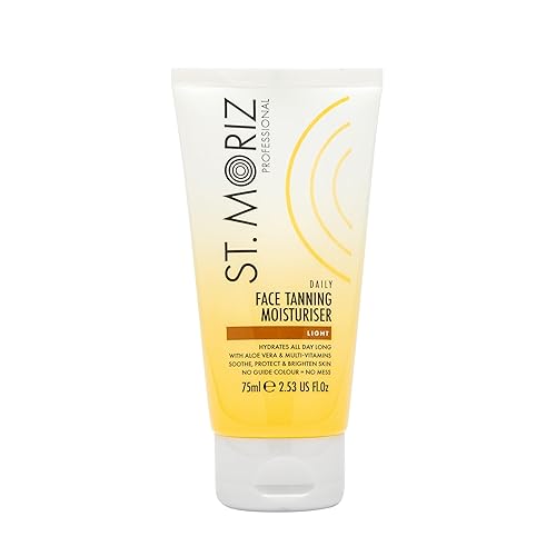 St Moriz Crema hidratante profesional para el cuidado facial diario con aloe vera y vitamina E, bronceado falso vegano gradual, mediano (2.4 fl oz)