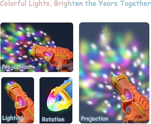 Miniatura 5 de Pistola de juguete musical iluminada con efectos coloridos, divertida y segura para niños de todas las edades (naranja)