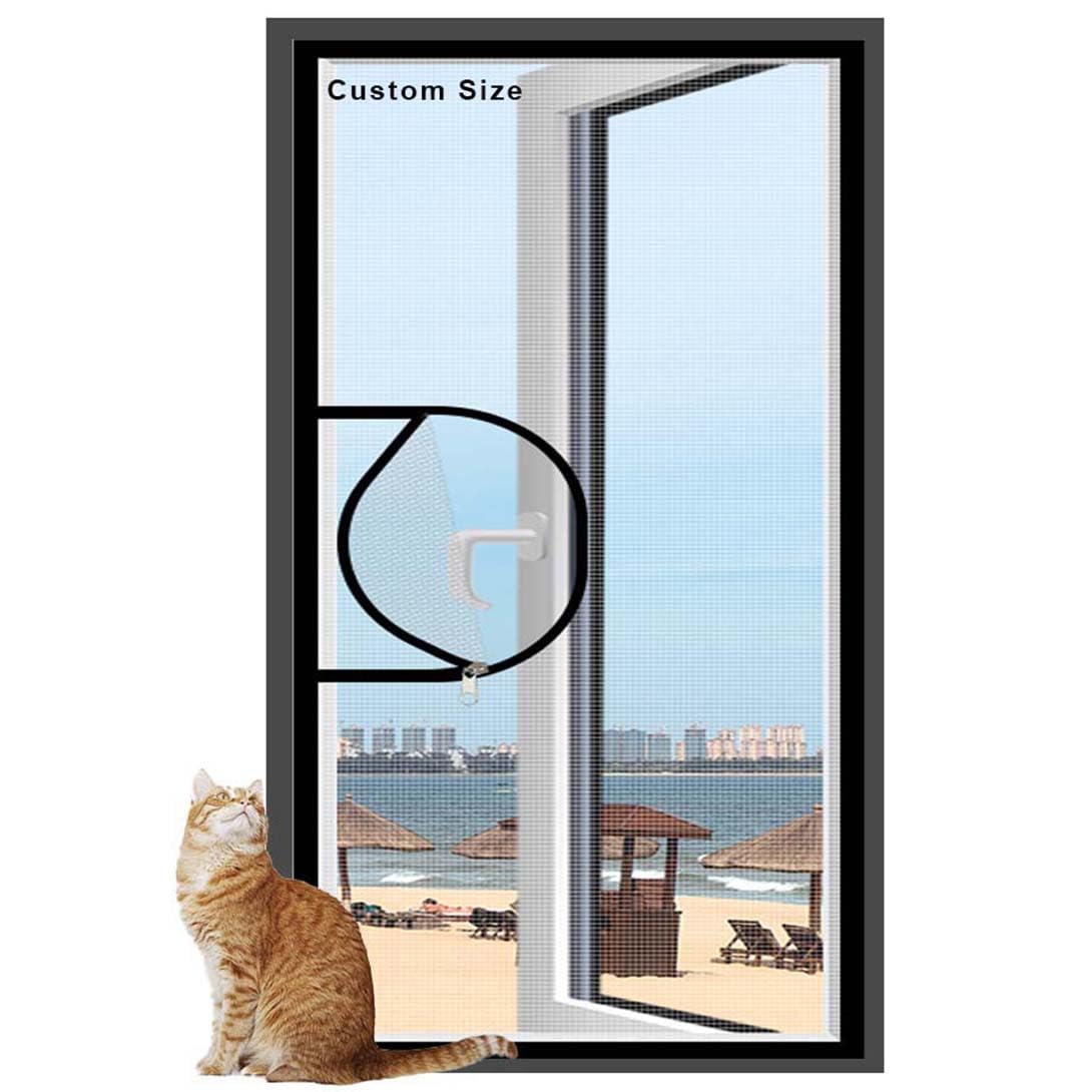 Ggoty Custom Window Protection Cat Safety Net With Zipper,Self-Adhesive Fly Screen Mesh Balcony Window Guard Net,Bug Anti-Mosquito Fly Insect Netting