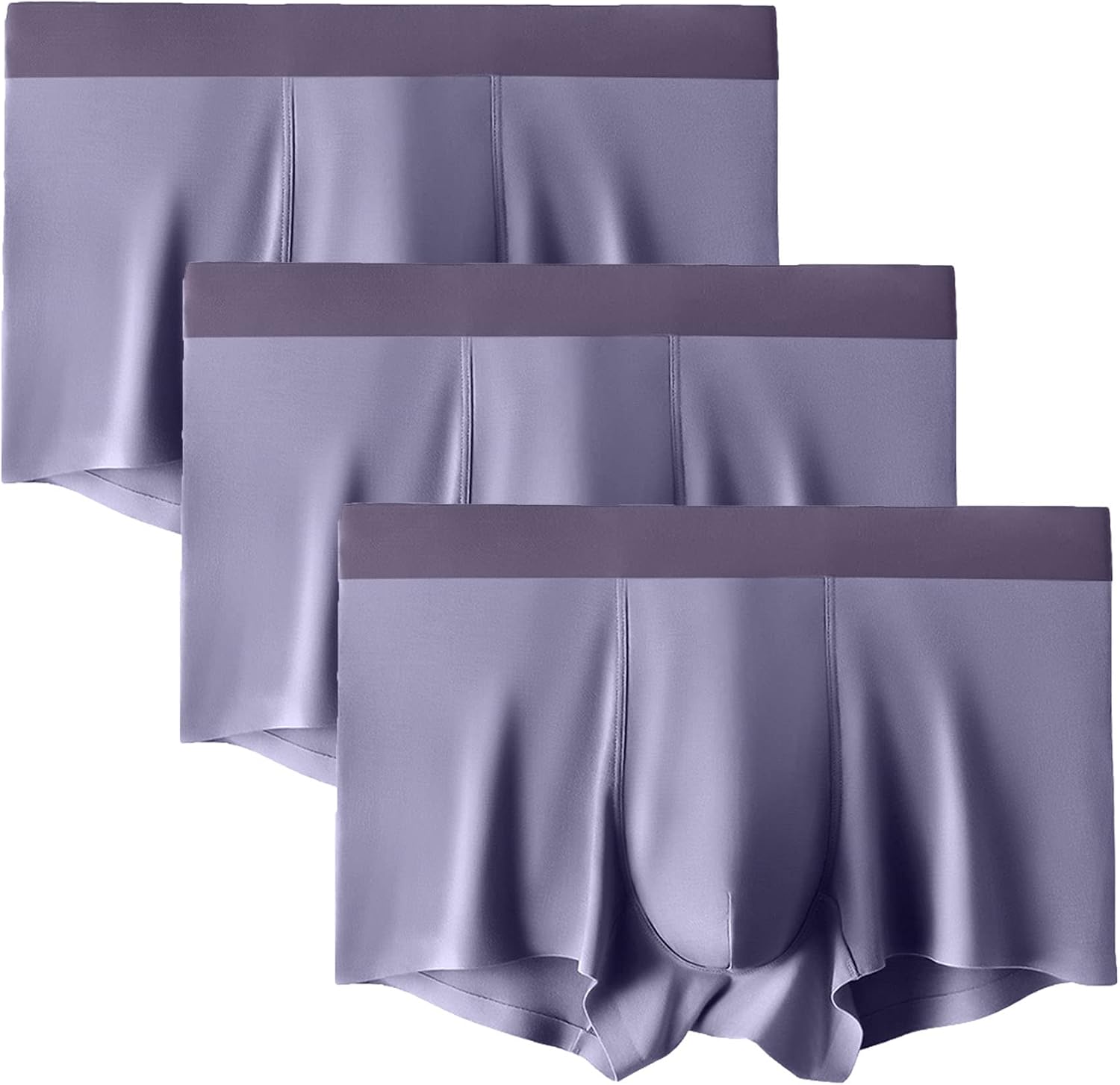 Men'S Boxer Briefs Ice Silk Cotton Modal Seamless Panties Underwear Sexy See-Through Briefs Shorts 5-Pack