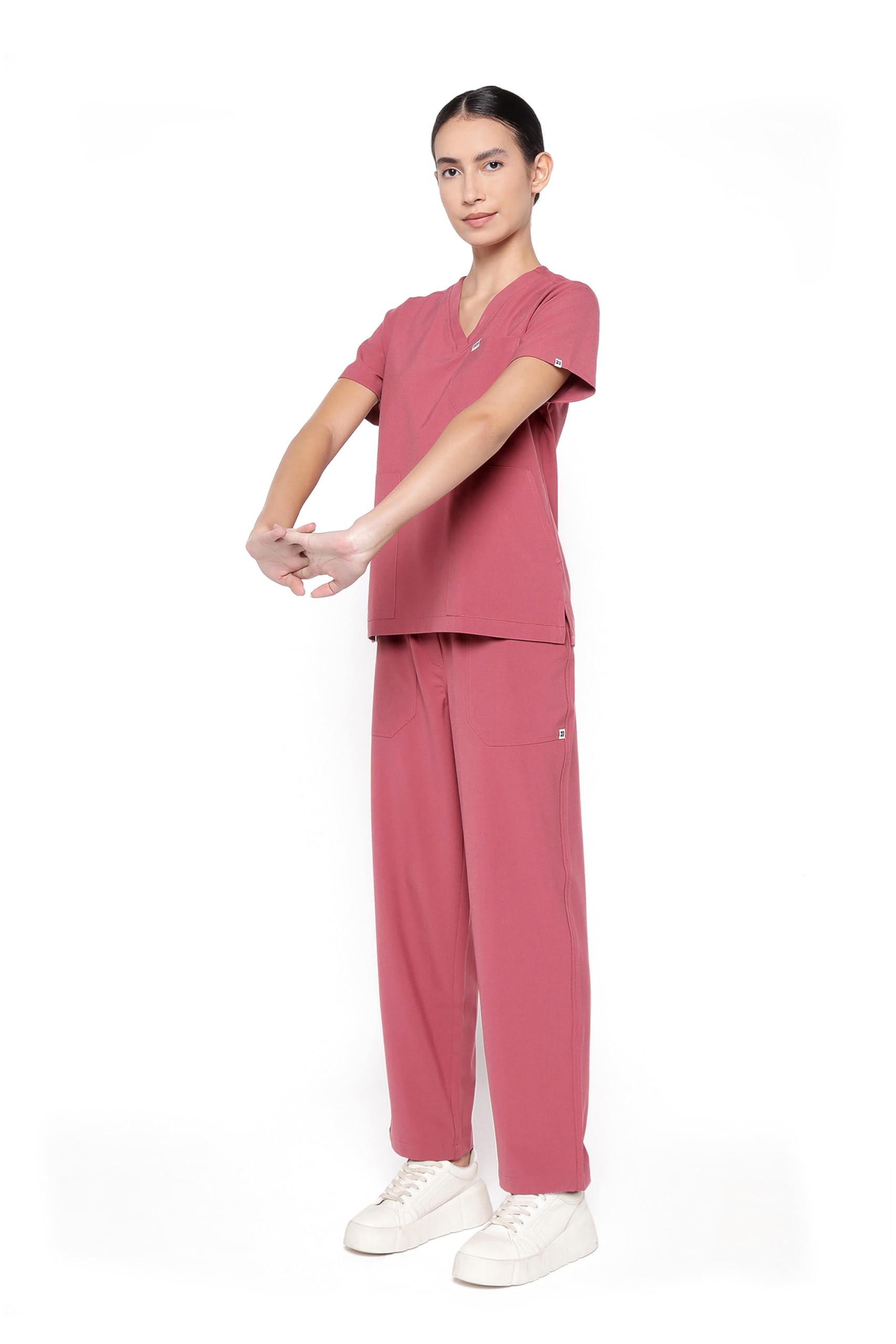 knya Ecoflex Women's 5-Pocket NewGen Scrub Suit (Mauve, L)-picture-21