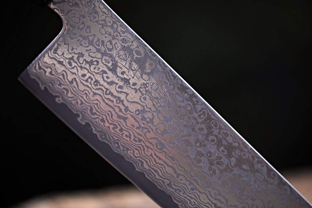Suncraft VG-10 Black Damascus & Couteau de cuisine & Damas Couteau Bunka 165 mm & Professionnel Japonais Acier de 67 couches avec manche Pakkawood