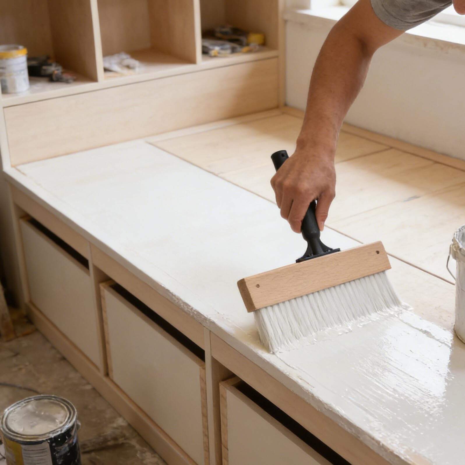 Pennello per Texture Pareti 12, 6' Angolato, Strumento Artistico | Plastica e Legno, Applicazione Uniforme, Pulizia Facile, Uso Professionale e Fai da Te