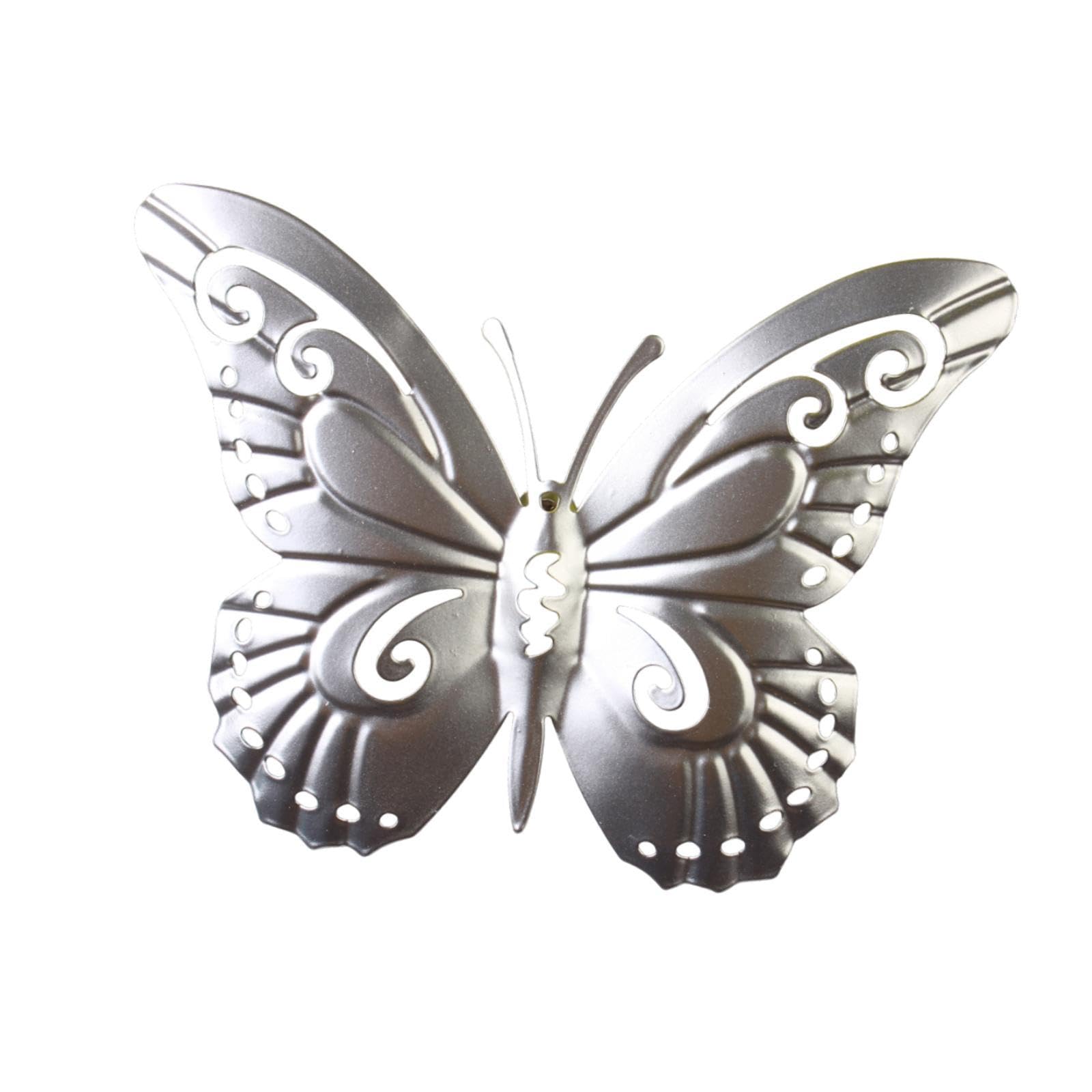 Colcolo 3D Butterfly Wall Art Decoration Hanging Butterflies Exquisite Garden Ornaments decoration Statue Metal Butterfly Wall Decor for Home Kitchen Patio Fence Courtyard Outdoor Indoor, silver — image 1