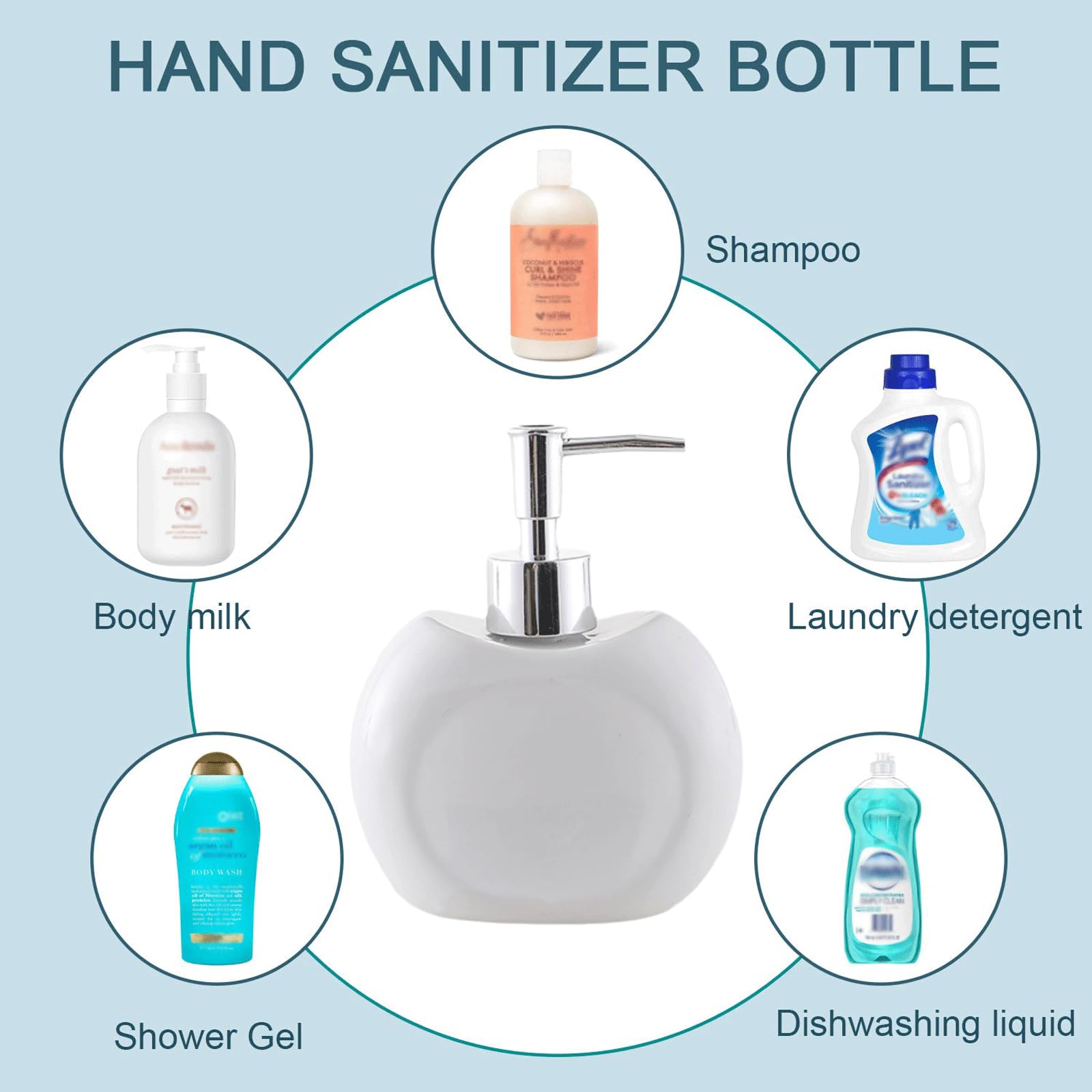 Dozownik mydła do wielokrotnego napełniania ceramiczny dozownik mydła 300 ml kreatywny kształt dozowniki mydła w płynie ze srebrną pompką balsam do wielokrotnego napełniania dozownik do mycia naczyń