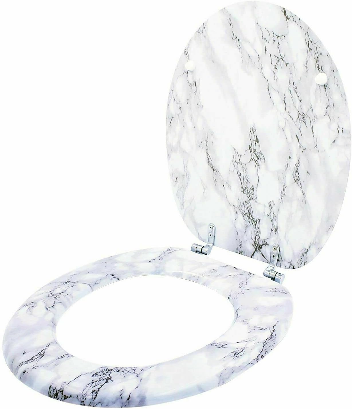 Optimal Products AntiBacterial Coating Marble Effect Toilet Seat Loo