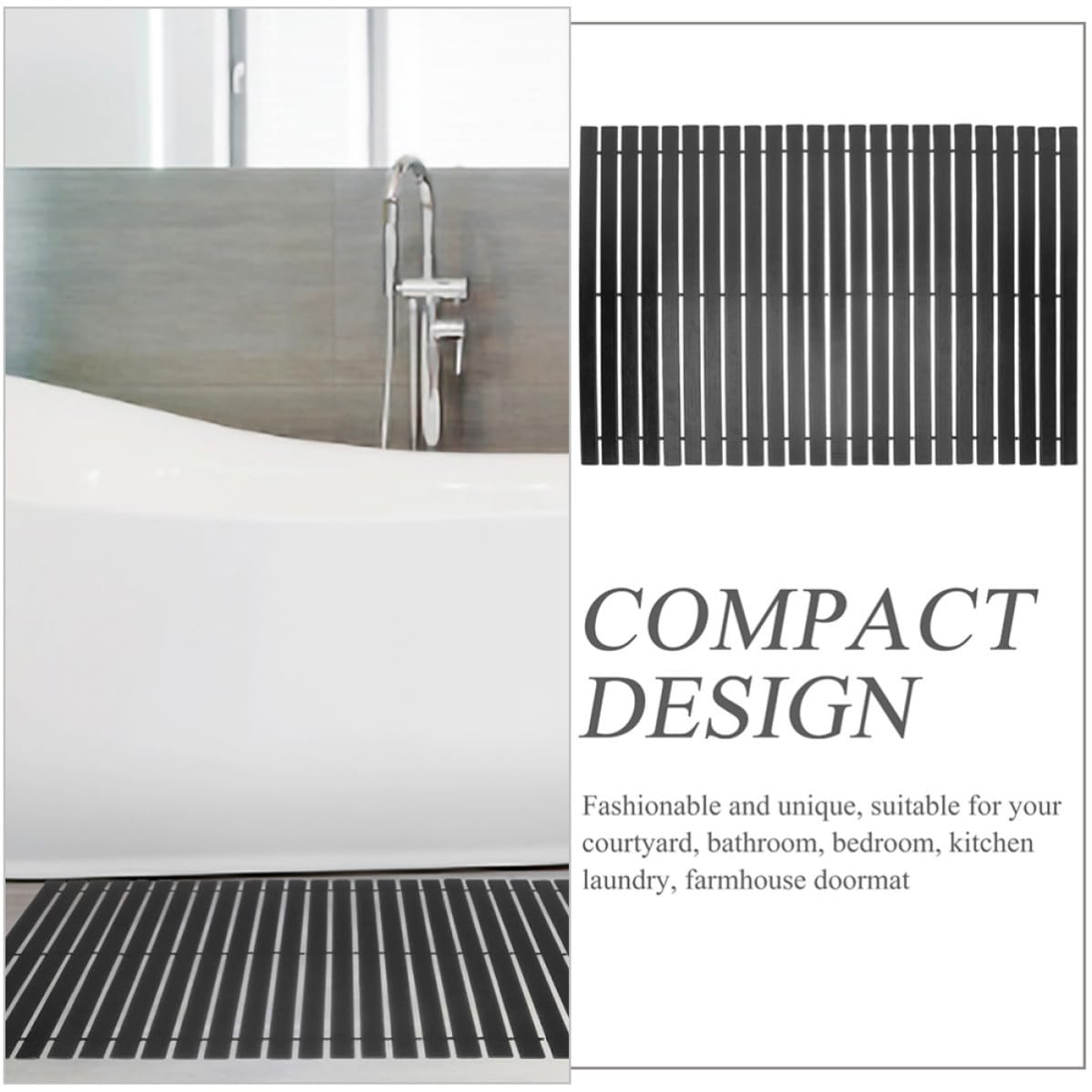 Alfombrilla de Ducha de Bambú Antideslizante Nonslip para Suelo de Hotel y Baño, Cojín Natural Elegante y Resistente