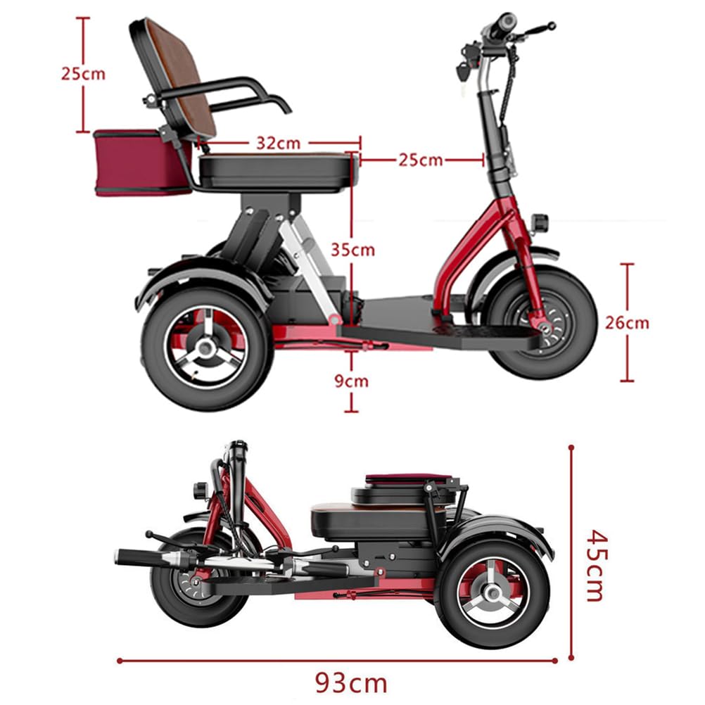 Patinete de movilidad – Plegable de 3 ruedas ligero con asiento cómodo y bolsa de almacenamiento – Portátil y estable para usuarios mayores y discapacitados