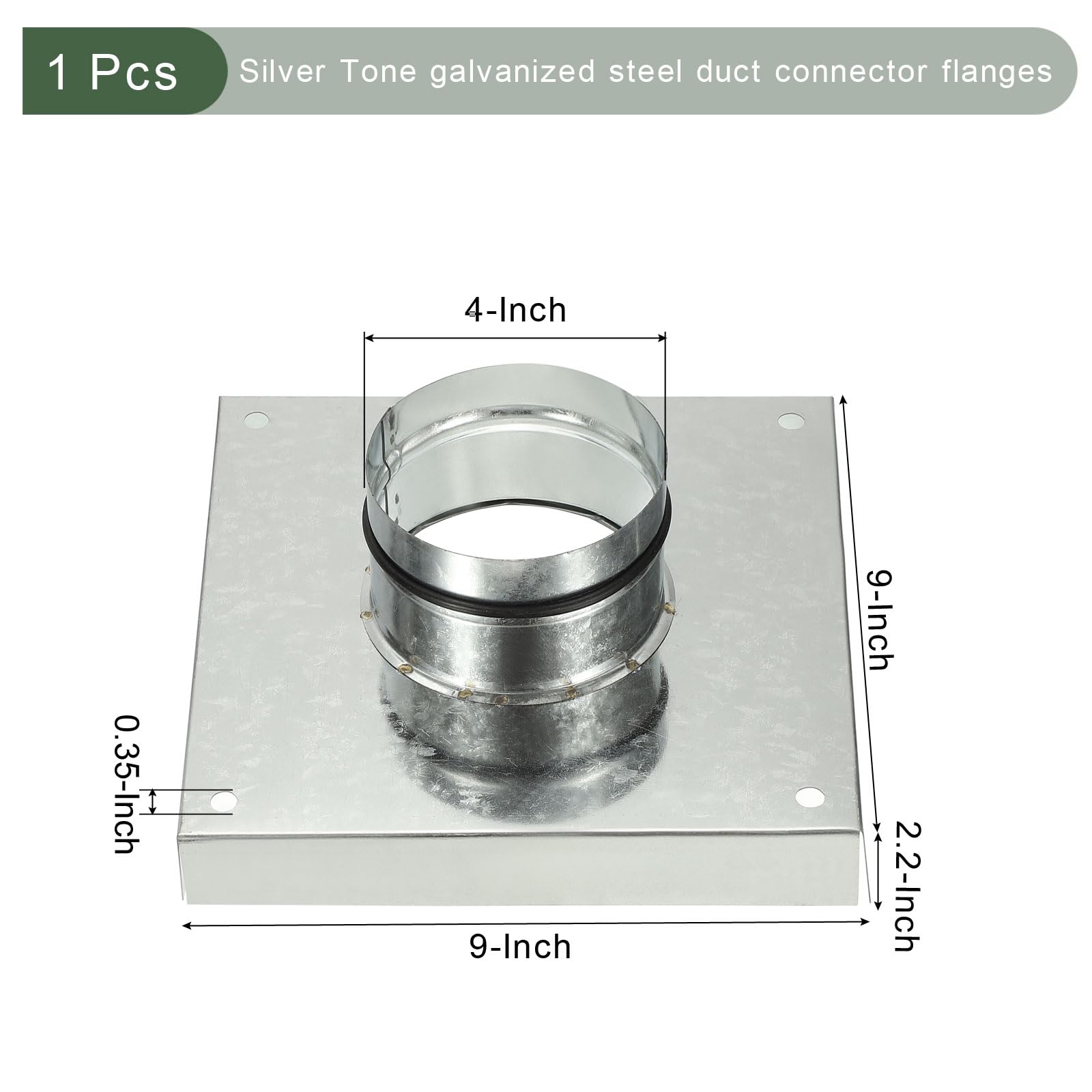YOKIVE Duct Connector Flange, Galvanized Steel Air Ducting Mounting Plate with Rubber Gasket - Image 2