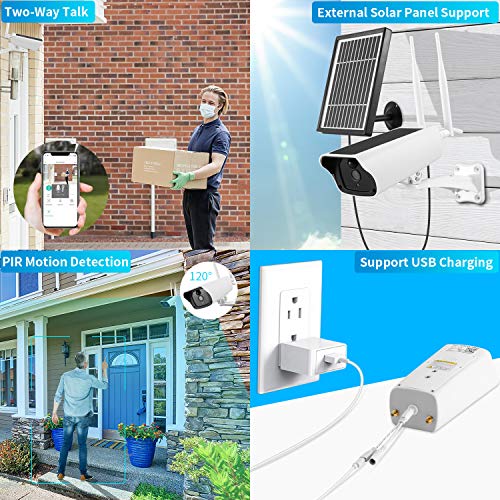 Wireless Outdoor Security Camera ∣1080P HD WiFi Solar Rechargeable Battery Power,2 Way Audio Night Vision IP67 Waterproof, PIR Motion Detection Remote View, 4-64GB TF Card/Secure Cloud(Two Battery)