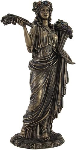 Miniatura 1 de Veronese Design Diosa griega de la cosecha Demeter - Estatua terminada en bronce  12 pulgadas de alto  Acentos pintados a mano  Homenaje simbólico