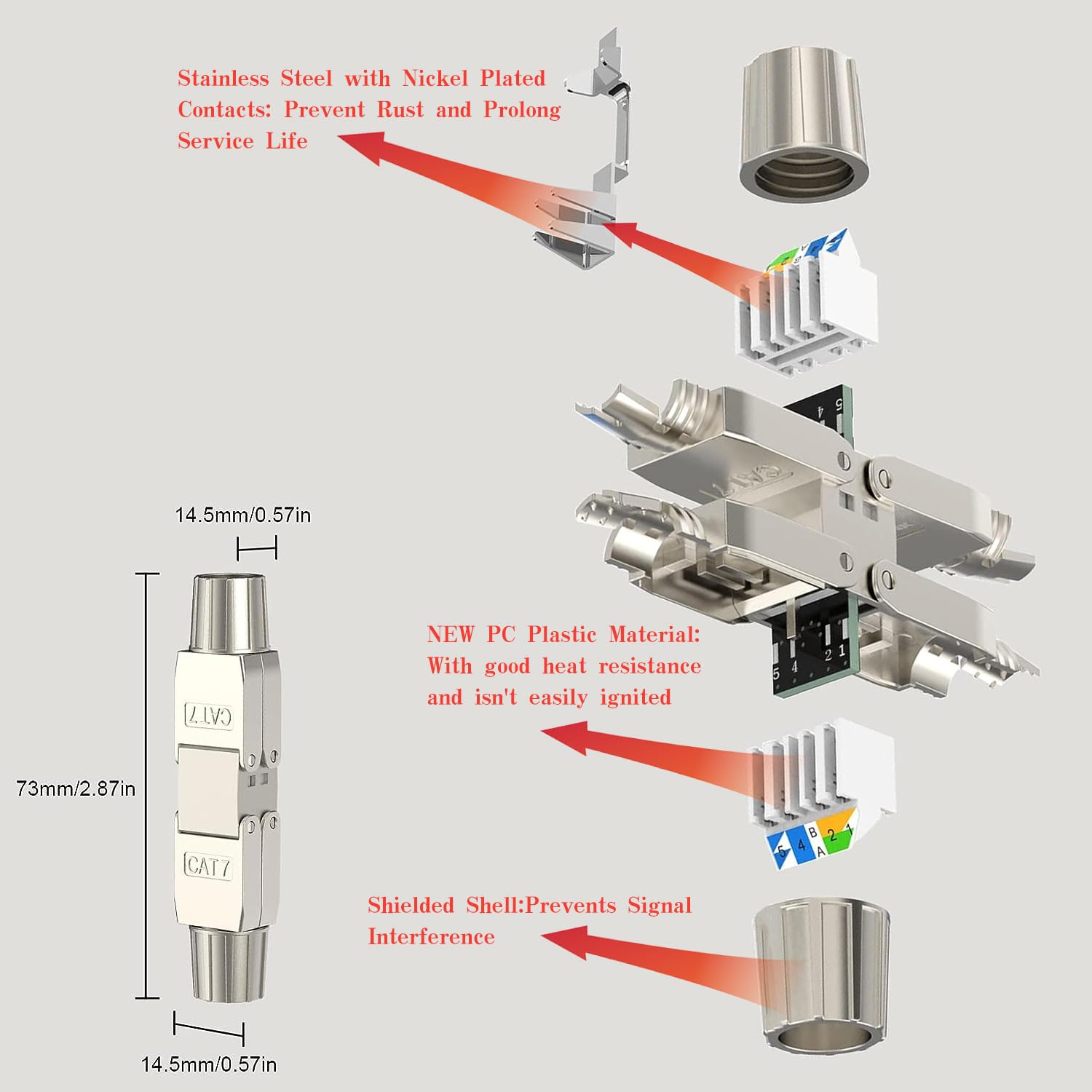 connettore songyea 4×RJ45, connettore per cavo di rete senza attrezzi, spina RJ45 CAT5e, CAT6, CAT7 cavo di installazione Cavo di installazione Ethernet, distributore di rete