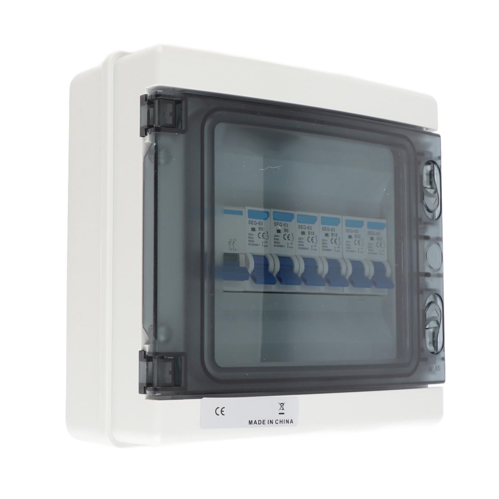 TOPINCN 6 MCB -Verteilungsbox (2xb6a + 2xb16a + 2xb32a) Hauptschalter 100A 6 EU -Routen Elektrische Sicherheit für Externe Verwendung ABS + PC Caravans