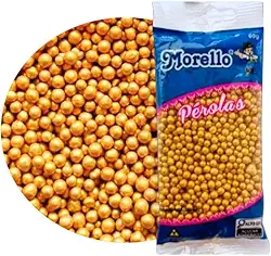 Pérolas de Açúcar para Confeitaria e Panificação 60g (Dourado)
