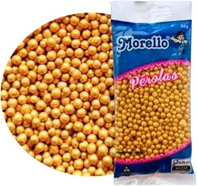 Pérolas de Açúcar para Confeitaria e Panificação 60g (Dourado)