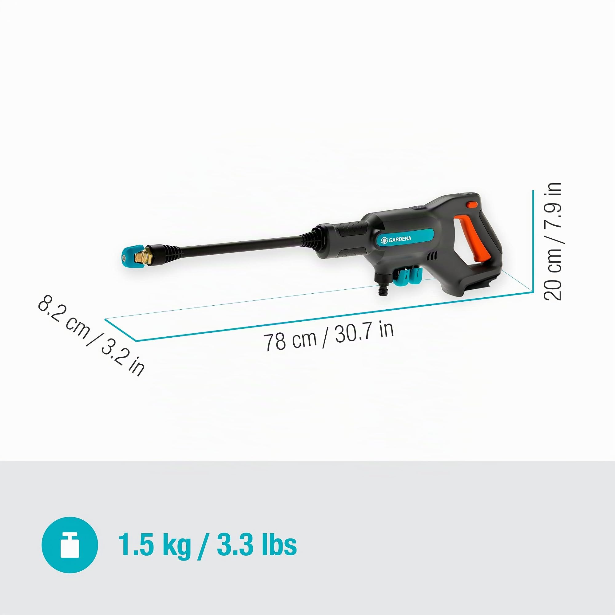 Gardena Nettoyeur moyenne pression AquaClean 24/18V P4A - sans chargeur ni batterie: Pression d’eau réglable, Buses interchangeables, 3 modes de nettoyage, Outil portable pour extérieur (14800-55)