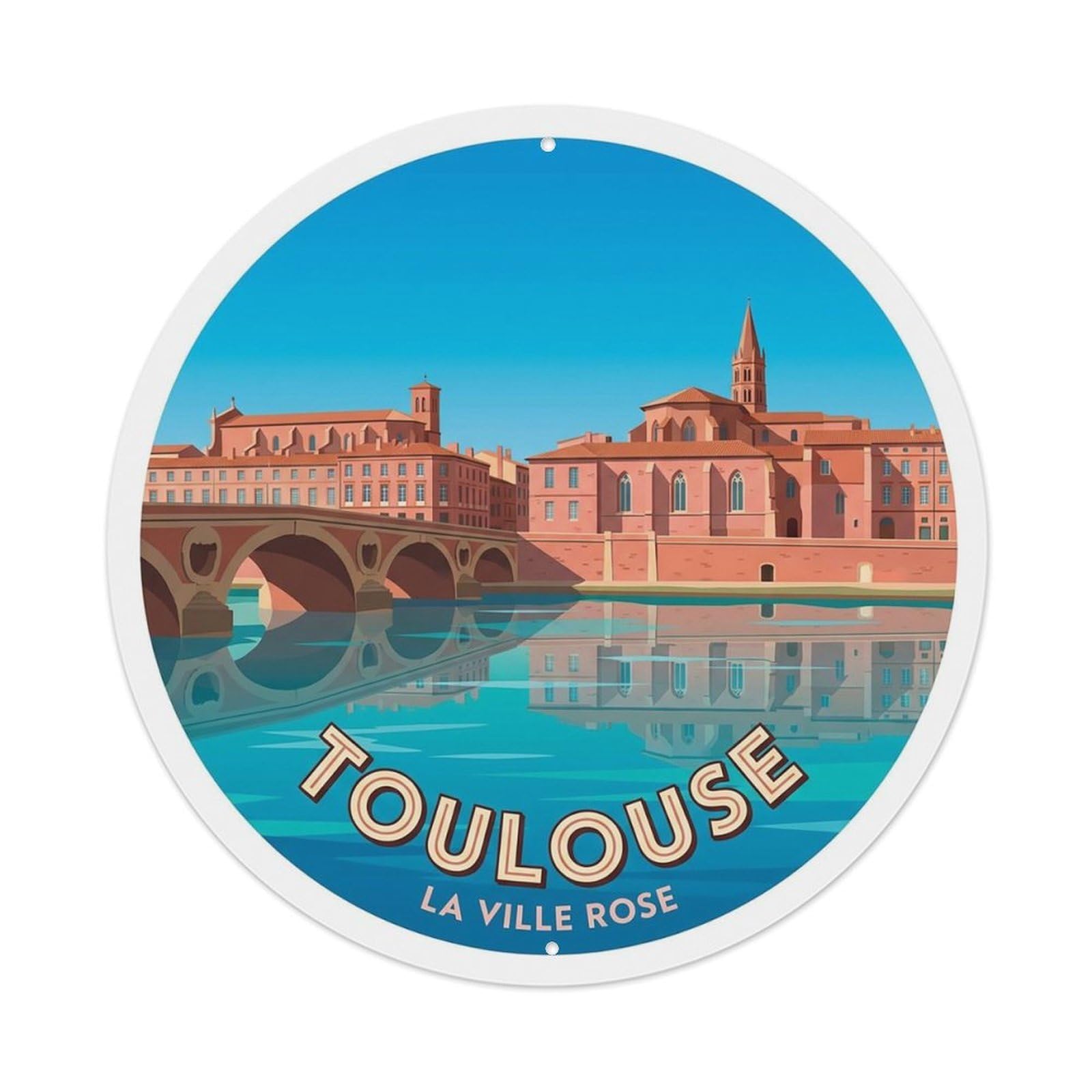 Vintage Travel France Toulouse Vintage Metal Tin Sign Plaque Wall Decor for Cafe, Club Bar, Office, Garden Metal Poster 8x8Inch