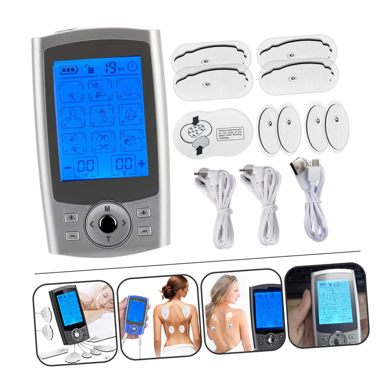 PACKOVE Masajeador Corporal de 36 Modos para Cuello y Espalda, Máquina de Masaje Función Terapéutica y Diseño en Abs y Goma para Uso en Casa