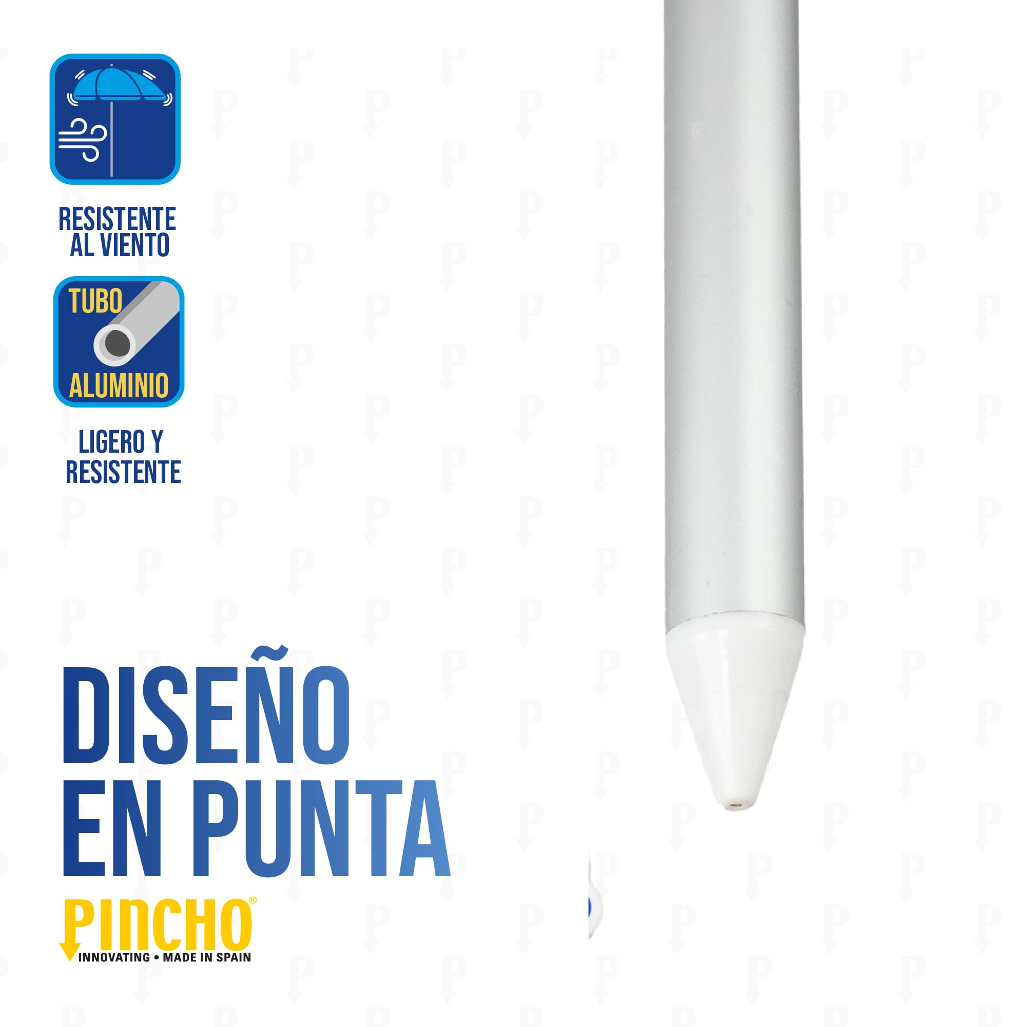 Pincho Supporto per ombrellone da spiaggia – Base parasole in alluminio resistente – Fissaggio sicuro per tubi da Ø25 mm – Supporto regolabile antivento – Made in Spagna