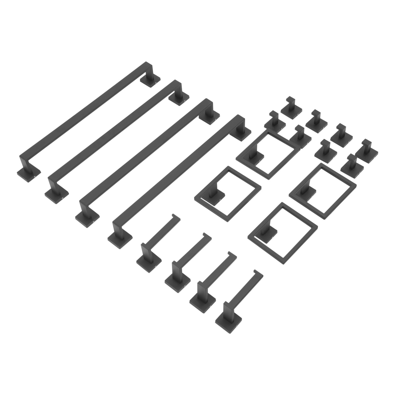 Juego de accesorios de baño de 20 piezas, accesorios de baño con 4 barras de toalla, 4 anillos de toalla, 4 soportes para papel higiénico, 8 ganchos, kit de baño para baño, inodoro (negro)