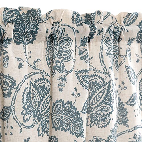 Jinchan JCUSRP-CLR-5018C05N Floral Valance For Windows Kitchen Valance Window Treatment Scroll Valance Curtain Paisley Small Window Curtain Farmhouse Country Window Valance One Panel Rod Pocket 18 Inch Blue thumb #2